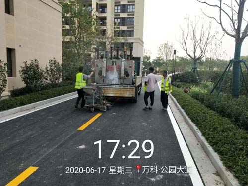 万科公园飞扬道路划线项目完工